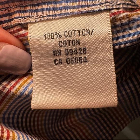 Bugatchi Men's Size Large Shaped Fit Button Front Shirt Multicolor Plaid - Picture 6 of 7